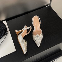 Sandales de Soirée d'Été au Design Italien, Chaussures de Mariage Élégantes et Sexy pour Femmes avec Talon Fin et Semelle Intérieure en PU, Semelle Extérieure en Caoutchouc