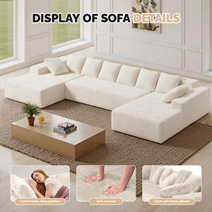 โซฟาปรับเปลี่ยนรูปทรงได้แบบคลาวด์ รูปตัวยู ไม่ต้องประกอบ ที่นั่งลึก ชุดโซฟาแบบโมดูลาร์ สำหรับห้องโถง ฟองน้ำ พับได้ - Product Image 3
