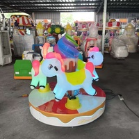 Wahana Putar Mini Unicorn 3 Kursi, Lampu LED, Koin, Cocok untuk Pusat Perbelanjaan, Promo Pabrik