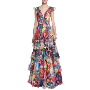 Vestido de noche para mujer con estampado floral, cuello en V, cintura imperio, plisado, vestido largo a capas, vestido largo de moda para fiesta - Product Image 5