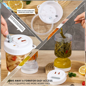 Pot à cornichons en plastique avec séparateur de jus, passoire pour aliments humides et secs, pot hermétique en forme de sablier, récipient de stockage pour cornichons d'olives - Product Image 4