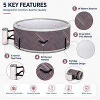 Bain à remous gonflable portable d'extérieur en PVC à motif en W avec pompe SPA externe et fonction de massage