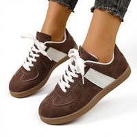 Nouvelles Chaussures d'entraînement allemandes grande taille pour femme, à bout rond, polyvalentes, à lacets, plates, basses, confortables, avec empeigne en PU souple et semelle en caoutchouc