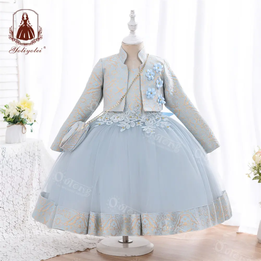 2022 Toddler Girl Children Dress Long Sleeve Robe Pour Fillettes Collection Best Quality Kids Clothes Easter Dresses