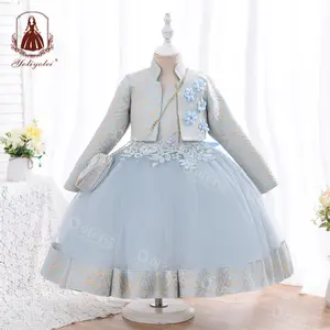 2022 Toddler kız çocuk elbise uzun kollu elbise dökün Fillettes koleksiyonu için en iyi kaliteli çocuk giysileri paskalya elbiseler