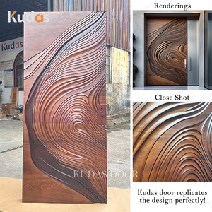 Pintu masuk utama rumah, desain ukiran 3D kayu padat ekstra besar mewah eksterior Villa Modern - Product Image 2