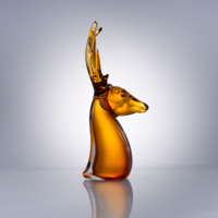 Sculpture de cerf en cristal ambré, statue décorative pour bar à whisky, pour armoire à liqueurs et présentation de bar à domicile