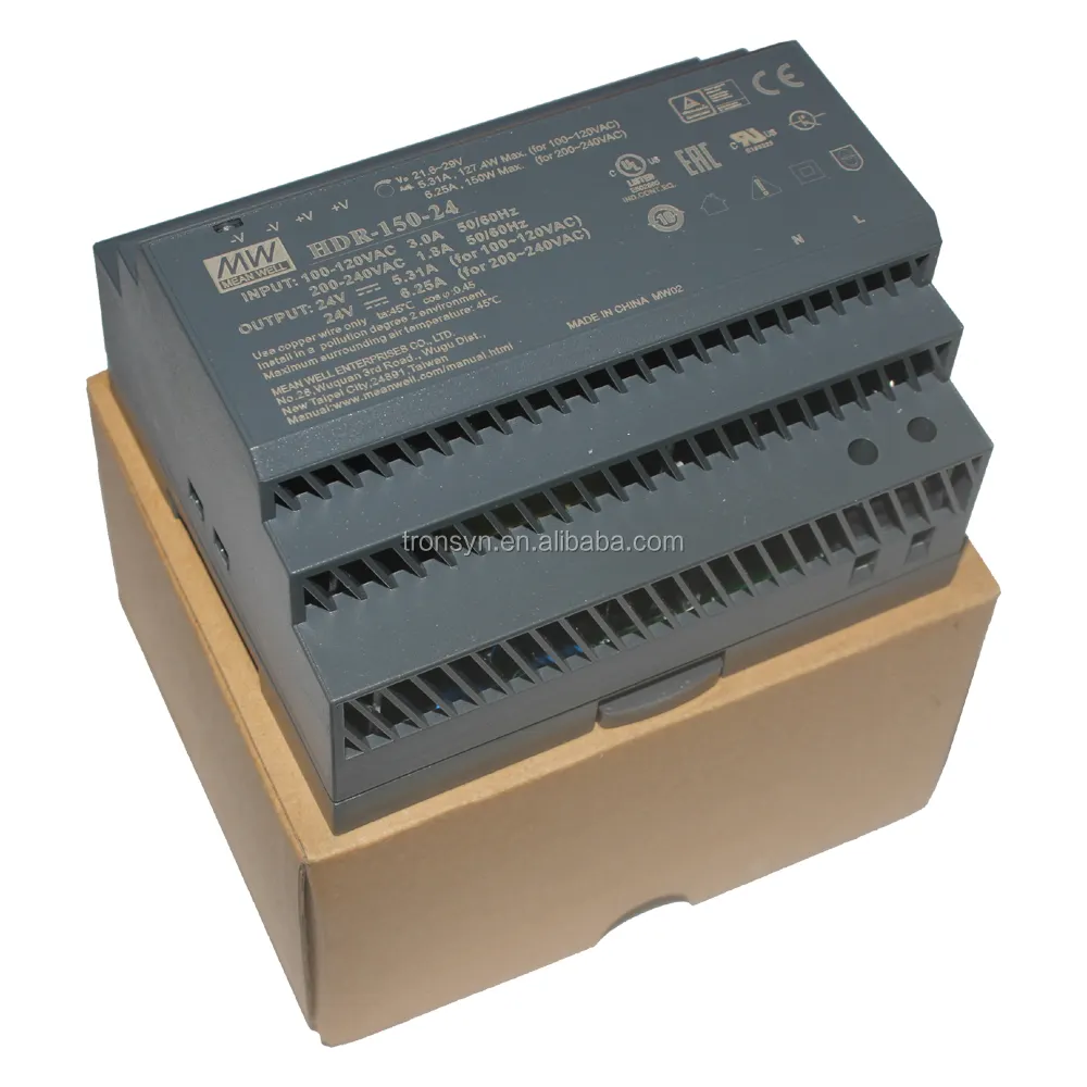 Meanwell autorizzazione HDR-150-24 150W 24V 6.25A Meanwell DIN Rail conducente LED