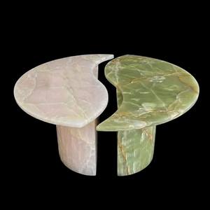 Table de salon moderne en marbre, fabrication directe d'usine, plateau en marbre vert naturel poli, dalle de marbre vert clair, plateau de table basse en onyx vert clair - Product Image 4