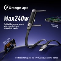 [2026 Penjualan Terlaris] Kabel Data Tipe-C Bentuk Siku 240W Penyangga Ponsel Pengisian Daya Super Cepat untuk IPhone15-17 untuk Mate80