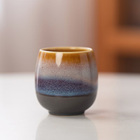 Ensemble de 4 tasses à café en céramique en forme d'œuf Pine Pavilion, 80 ml, mini tasses à thé, glaçure dégradée effet four, pour café, bar, restaurant