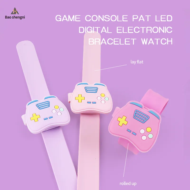 Jam tangan elektronik anak mesin permainan jam tangan sabuk Pat balita jam tangan silikon Digital Led untuk anak laki-laki perempuan