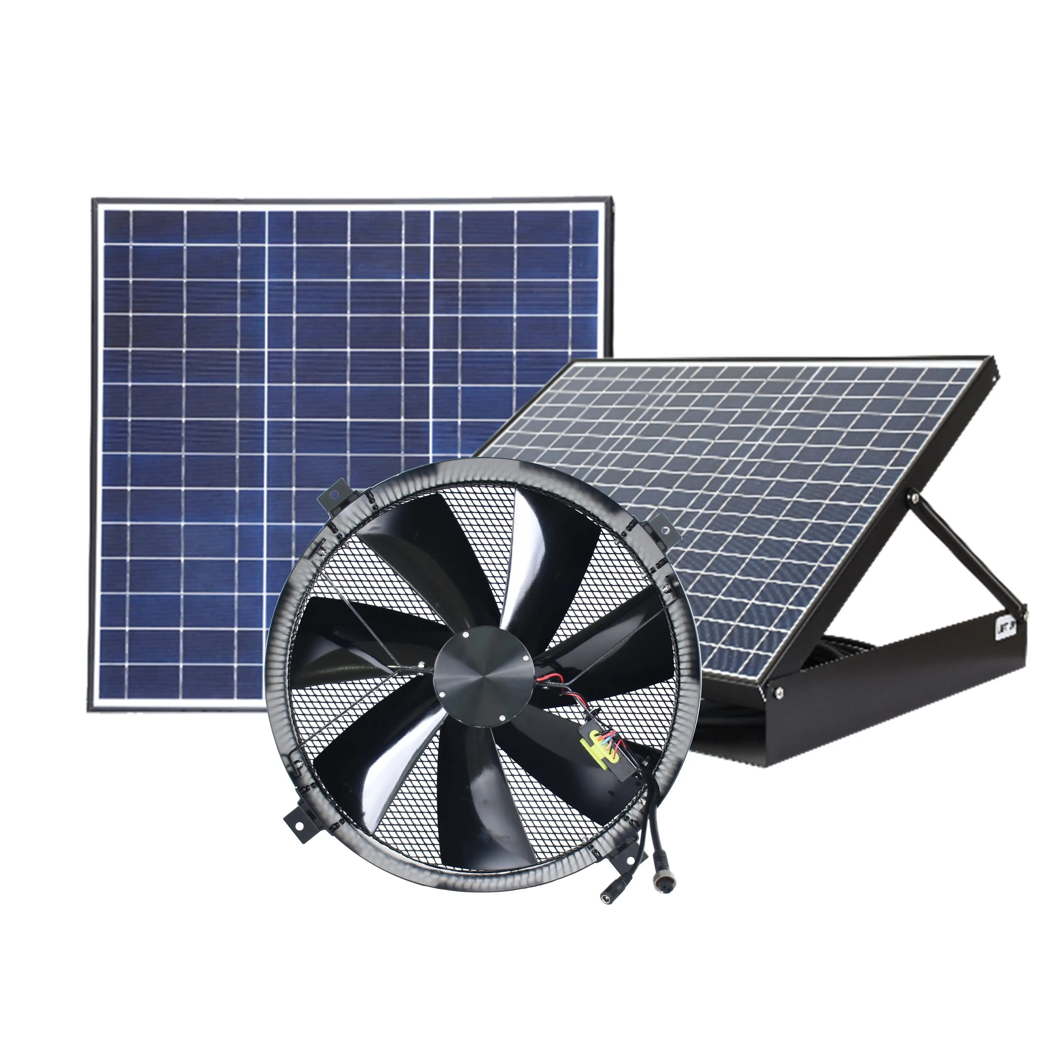 Offre Spéciale 100W 12 pouces puissant ventilateur solaire mural ventilateur solaire à flux axial ventilateurs d'extraction d'air avec kit de batterie solaire