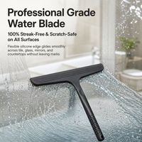 Alat Pembersih Kaca Shower dengan Loop Terintegrasi, Silikon Murni, Warna Hitam, Model T-Bar, untuk Permukaan Kaca Cermin Kamar Mandi, Bebas Noda, Pengikis Jendela