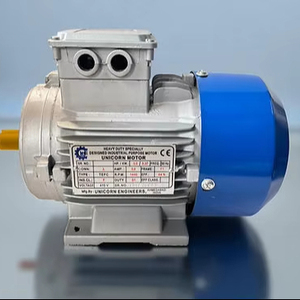 Moteur électrique 0,5 CV, usage industriel intensif, machine à induction avec couvercle de ventilateur bleu et base de montage pour entraînement électrique - Product Image 1