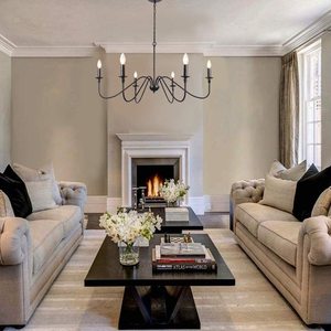 Lampadario a 6 Luci Nero Classico a Candela Lampada a Sospensione in <span class=keywords><strong>Ferro</strong></span> <span class=keywords><strong>Battuto</strong></span> Stile Rustico per Isola Cucina - Product Image 5