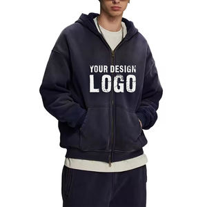 Sweat à capuche pour homme de haute qualité, teinture par pulvérisation, double fermeture éclair, personnalisé, brodé, épaissi, fermeture éclair, grande taille, veste à capuche pour homme - Product Image 1