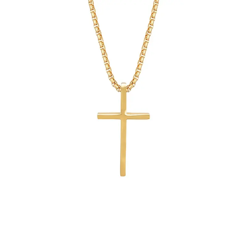 RB Gold Jesus Kreuz Anhänger einfache Kreuz vergoldet Anhänger Edelstahl Jade Kreuz Anhänger für Männer