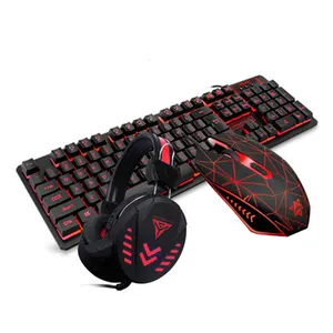 Wired Gamer Mouse Headphones Keyboard Set RGB Gaming LED Keyboard And Mouse Set