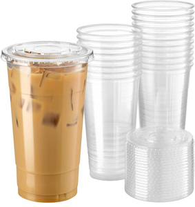 Gobelets en plastique PET transparent avec couvercles en dôme 16oz 24oz Gobelets à café glacé Logo personnalisé Vente en gros jetable - Product Image 1
