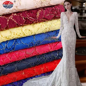 Free sample knitted mesh hollow fabric nigerian cord bridal eyelash guipure lace tulle fabric for women wedding