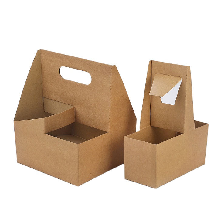 Eco Friendly Paper Cup Holder Disposable Drinks Coffee Tea and Milk Mug Base Handle Holders Takeaway Drink Packaging
