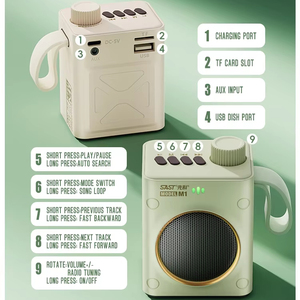 OEM Logo Xách Tay Cho Loa FM Đài Phát Thanh 5W Loud Stereo Âm Thanh Bass TWS Ghép Nối USB AUX 2000MAh Pin Đảng Ngoài Trời - Product Image 1