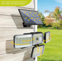 Lámpara de Pared LED Solar de Seguridad con Sensor Integrado/Independiente de 4 Cabezas para Garaje, 288/338A, con Control Remoto Infrarrojo
