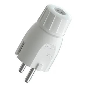Plastic PC Copper Termuinal Universal Power Extension Socket White 16A/250V IP20 Shuko plug
