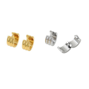 Orecchini Acero in oro e argento da 6 mm per donna, gioielli alla moda - Product Image 2