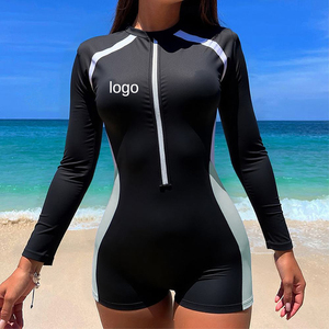 Traje de Baño de Una Pieza para Mujer, Manga Larga, Push-Up, Sexy, para Playa, con Bloques de Color, 2026 - Product Image 1