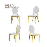JJY-YHY-H001 vente en gros de luxe moderne en or en acier inoxydable dossier rond empilable hôtel événement salle à manger chaise de banquet pour mariage