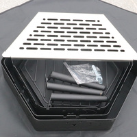 Ensemble de meubles de jardin d'extérieur portables à 3 couches paquet plat cheminée de table de foyer en fer pour Camping BBQ Patio ou camping