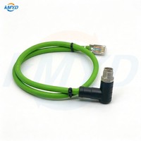 Connecteur RJ45 M12 8 broches X-Coded à 90 degrés, mâle, en laiton plaqué or, IP67, 4A 250V, câble Ethernet surmoulé pour réseau industriel