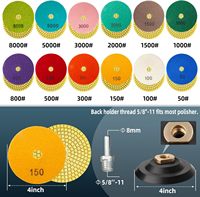 Kit de tampons de polissage diamantés JDK de 4 pouces, ensemble de tampons de polissage humides/secs pour perceuse, meuleuse, polisseuse, tampons de grain 50-8000 pour granit, marbre