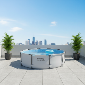 Grande Piscine Ronde en PVC et PC sur Pied pour Adultes et Enfants, Gonflable et Hors Sol, Spacieuse pour Nager en Extérieur, Idéale pour la Famille - Product Image 2