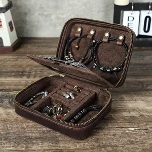 Genuine Leather Jewelry Storage Box Leather Organizer Custom Logo Big Capacity Luxury Travel Jewelry Case
