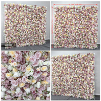 Mur de fleurs artificielles Dkb coloré en soie rose, bleu, orange, rose, 8*8 pieds, avec fermeture éclair