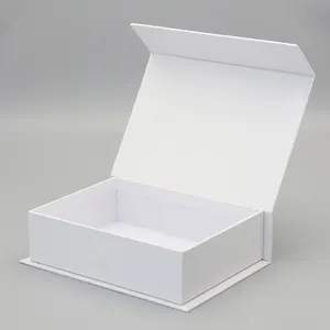 Clamshell Rigid Paper Box Customized White Magnetic Flat Pack Box For Nail Oil