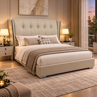 Lit capitonné avec tête de lit extra haute et capitonnée, lit de luxe King/Queen pour hôtel de luxe ou chambre principale