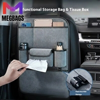 Organisateur de siège arrière de voiture en cuir suédé de luxe avec support pour tablette, sac de rangement suspendu multi-poches pour siège arrière, accessoires automobiles