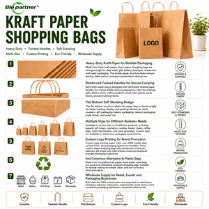 Custom Printed <strong>Bolsa</strong> De Papel Brown Kraft Paper Craft Bags Shopping Coffee Carry Paper Bag Packaging Your Own logo with Handle - Product Image 3