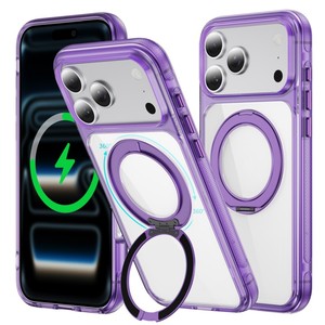 Coque transparente Senyork de haute qualité avec support magnétique rotatif à 360° pour iPhone 17 Pro, 16 Plus, 15 - Product Image 2