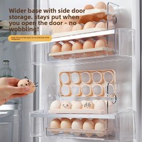 Distributeur d'œufs pour réfrigérateur à 3 niveaux, capacité de 30 œufs avec plateaux de vidage automatique, organisateur de rangement pour porte latérale, gain de place