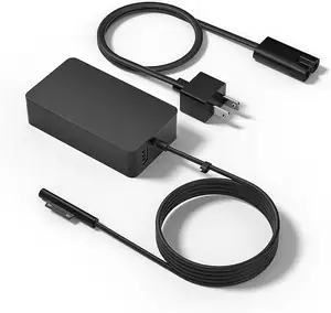 Cargador de portátil para adaptador de corriente Microsoft Surface Pro44W con cable de alimentación de 10 pies