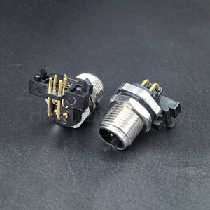 Connettore PCB ad Angolo Retto M12 Codice A Maschio/Femmina 3/4/5/6/8/12 Pin con Blocco Frontale per Montaggio su Pannello Posteriore per Sensori - Product Image 2