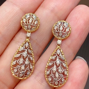 อาซูโอ 18K ทองคำแท้ สไตล์วินเทจ เพชรที่เพาะเลี้ยงในห้องปฏิบัติการ เครื่องประดับหรูหรา ต่างหูแบบห้อย ของขวัญสำหรับผู้หญิง สวมใส่ได้ทุกวัน งานเลี้ยงระดับไฮเอนด์ - Product Image 4