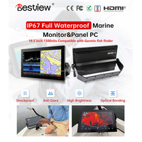 Écran tactile marin de 21,5 pouces avec traceur GPS, détecteur de poissons Garmin, navigateur GPS marin, revêtements anti-reflets