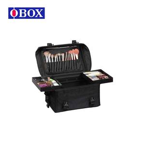 Grande trousse de maquillage en tissu Oxford HZB-06 noire, grande capacité, avec couvercle verrouillable, rangement à domicile, sac de voyage pour cosmétiques avec séparateurs - Product Image 4