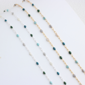 Chaîne trombone en or 14K plaqué/argent S925 avec perles émaillées multicolores bleues pour la fabrication de bijoux permanents, bracelets et colliers DIY - Product Image 3